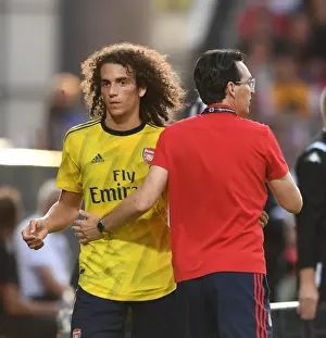 Arsenal's Unai Emery Coaches Matteo Guendouzi during Angers Friendly
