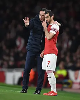 Arsenal V Newcastle United 2018-19 Prints: Arsenal's Unai Emery Coaches Mkhitaryan Amidst Newcastle United Tussle (April 2019)