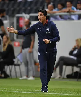 Arsenal's Unai Emery Coaches Team Against SS Lazio in 2018 Pre-Season Friendly
