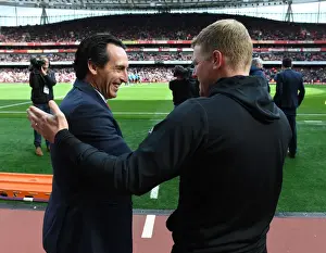 Arsenal's Unai Emery and Eddie Howe Greet Before Arsenal FC vs AFC Bournemouth in Premier League 2019-20