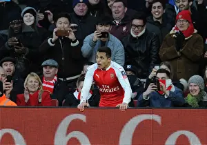 Arsenal V Burnley FA Cup 4th Rd 2016 Prints: Arsenal's Unforgettable FA Cup Triumph: Alexis Sanchez's Passionate Moment with Fans vs Burnley