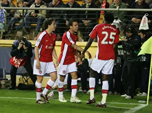 Villarreal V Arsenal 2008-9 Prints: Arsenal's Unforgettable Goal Celebration: Adebayor