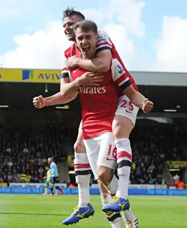 Norwich City V Arsenal 2013-14 Prints: Arsenal's Unforgettable Moment: Ramsey and Jenkinson's Glory Dance (2013-14)