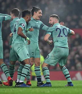 Arsenal's Unforgettable Triumph: Mustafi, Aubameyang, and Bellerin's Goal Celebration vs. Manchester United (2018-19)