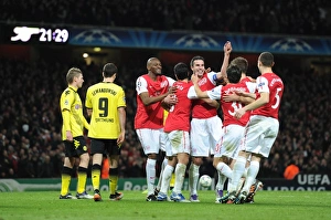 Arsenal V Borussia Dortmund 2011-12 Prints: Arsenal's Unforgettable Victory: Robin van Persie's Double Strikes Borussia Dortmund in the Champions League
