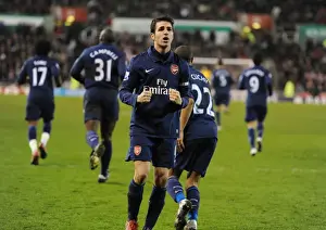Stoke City V Arsenal 2009-10 Prints: Arsenal's Unforgettable Victory: Cesc Fabregas Scores Stunner in 3-1 Crush of Stoke City