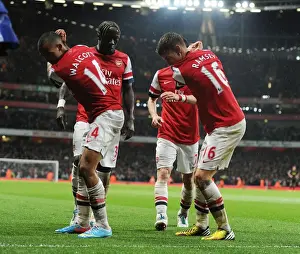 Arsenal V Wigan Athletic 2012-13 Prints: Arsenal's Unforgettable Victory: Ramsey and Walcott's Goal Celebration vs