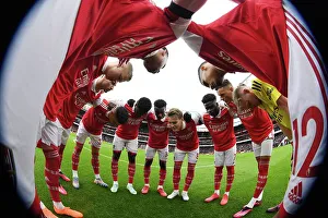 Arsenal V Brentford 2022-23 Prints: Arsenal's Unified Focus: The Power of the Pre-Match Huddle
