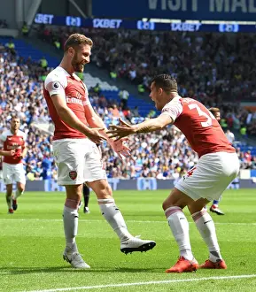 Arsenal's Unified Goal: Mustafi and Xhaka Celebrate at Cardiff City, 2018-19