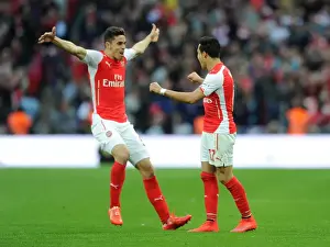 Reading V Arsenal FA Cup Semi Final 2014/15 Prints: Arsenal's Unstoppable Duo: Alexis Sanchez and Gabriel's FA Cup Semi-Final Goal Celebration (2015)