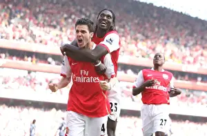 Arsenal V Bolton 2006-7 Prints: Arsenal's Unstoppable Duo: Fabregas and Adebayor's Epic Goal Dance (April 14)