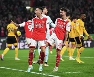 Arsenal's Unstoppable Duo: Martinelli and Vieira's Electrifying Goal Celebration vs. Wolverhampton Wanderers (2022-23)