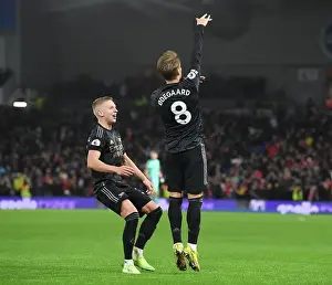 Arsenal's Unstoppable Duo: Odegaard and Zinchenko's Celebration of Second Goal Against Brighton (2022-23)