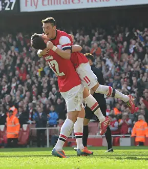 Arsenal V Everton - FA Cup 2014 Prints: Arsenal's Unstoppable Duo: Olivier Giroud and Mesut Ozil's FA Cup Goal Celebrations vs Everton (2014)