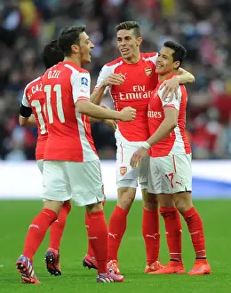 Reading V Arsenal FA Cup Semi Final 2014/15 Prints: Arsenal's Unstoppable Duo: Sanchez and Gabriel Celebrate FA Cup Semi-Final Goals (2015)