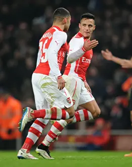 Arsenal V Hull City 2014-15 - FA Cup Prints: Arsenal's Unstoppable Duo: Sanchez and Oxlade-Chamberlain Celebrate FA Cup Goals Against Hull City