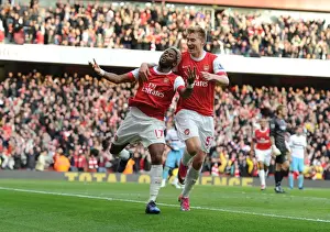 Arsenal V West Ham United 2010-11 Prints: Arsenal's Unstoppable Duo: Song and Bendtner Score First Goal Against West Ham United (30/10/2010)
