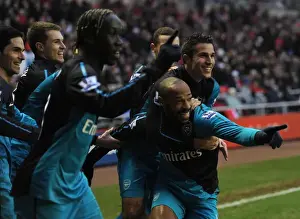Sunderland V Arsenal 2011-12 Prints: Arsenal's Unstoppable Duo: Thierry Henry and Robin van Persie Celebrate Glory at Stadium of Light