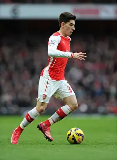Arsenal V Aston Villa 2014-15 Prints: Arsenal's Unstoppable Force: Hector Bellerin in Action Against Aston Villa