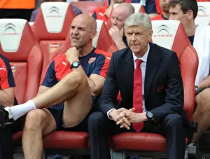 Arsenal V West Ham United 2015-16 Prints: Arsenal's Unstoppable Team: Wenger and Bould's Strategic Alliance Before Arsenal vs West Ham United (2015-16)
