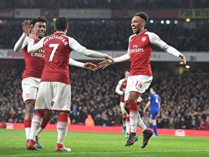 Arsenal V Everton 2017-18 Prints: Arsenal's Unstoppable Trio: Aubameyang
