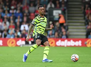 AFC Bournemouth V Arsenal 2023-24 Prints: Arsenal's Unyielding Defender: Gabriel Magalhaes Stands Strong in Premier League Clash against AFC Bournemouth