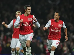Arsenal V Aston Villa - FA Cup 2011-12 Prints: Arsenal's Van Persie and Walcott Celebrate Goals in FA Cup Victory over Aston Villa