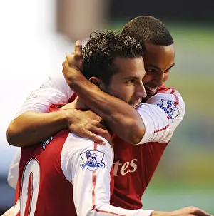 Wolverhampton Wanderers V Arsenal 2011-12 Prints: Arsenal's Van Persie and Walcott: Celebrating a Goal in Wolverhampton