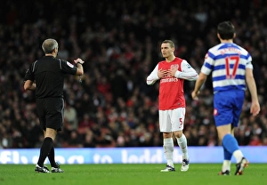 Arsenal V Queens Park Rangers 2011-12 Prints: Arsenal's Vermaelen Booked in Arsenal vs. Queens Park Rangers (2011-12)