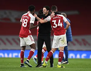 Arsenal's Victory: Arteta Celebrates with Partey and Xhaka
