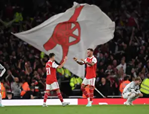 Arsenal's Victory: Ben White and Fabio Vieira Celebrate Against Liverpool in the 2022-23 Premier League