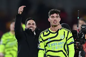 Brentford V Arsenal 2023-24 Prints: Arsenal's Victory at Brentford: Mikel Arteta and Kai Havertz Celebrate