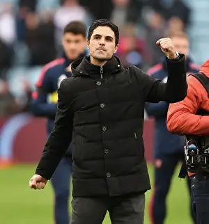 Aston Villa V Arsenal 2022-23 Prints: Arsenal's Victory Celebration: Mikel Arteta and Fans at Aston Villa