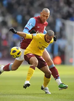 Arsenal's Victory: Gael Clichy vs John Carew at Villa Park (Aston Villa 2:4 Arsenal, Barclays Premier League)