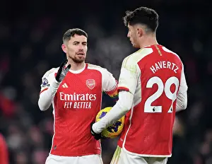 Arsenal's Victory: Jorginho and Havertz Celebrate against Wolverhampton Wanderers (2023-24)