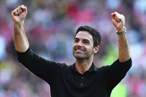 Arsenal V Manchester United 2023-24 Prints: Arsenal's Victory: Mikel Arteta Celebrates Over Manchester United in 2023-24 Premier League