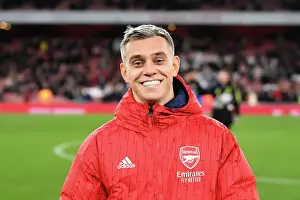 Arsenal's Victory: Trossard Celebrates at Emirates Stadium (Arsenal v Burnley 2023-24)