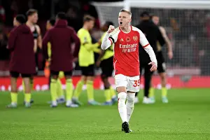Arsenal's Victory: Zinchenko Celebrates with Fans vs Burnley (2023-24)