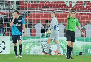 Olympiacos V Arsenal 2011-12 Prints: Arsenal's Vito Mannone Conceding to Olympiacos in UEFA Champions League (2011-12)