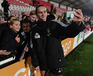 Images Dated 28th September 2022: Arsenal's Vivianne Miedema Celebrates UEFA Women's Champions League Victory with Fans