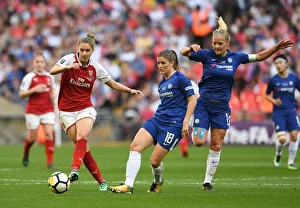 Arsenal Women V Chelsea Ladies - FA Cup Final 2018 Prints: Arsenal's Vivianne Miedema Faces Off Against Chelsea's Katie Chapman and Maren Mjelde in FA Cup Final Showdown