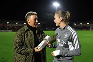 Arsenal Women V West Ham United Women 2022-23 Prints: Arsenal's Vivianne Miedema Marks 150th Appearance with Emotional Gift from Lianne Sanderson