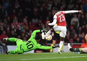 Arsenal V Sporting Clube De Portugal 2018-19 Prints: Arsenal's Welbeck Clashes with Sporting's Ribeiro in Europa League Showdown