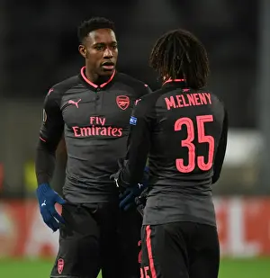 Ostersunds V Arsenal 2017-18 Prints: Arsenal's Welbeck and Elneny in Action against Ostersunds FK in Europa League