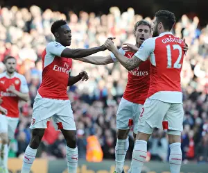 Arsenal V Norwich City 2015-16 Prints: Arsenal's Welbeck and Giroud Celebrate Goal Against Norwich City (2015-16)