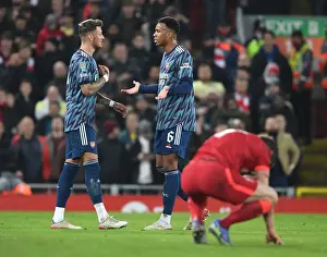 Arsenal's White and Gabriel Clash Heads in Intense Carabao Cup Semi-Final Battle Against Liverpool