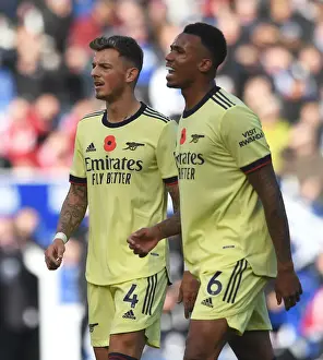 Arsenal's White and Magalhaes in Action against Leicester City (2021-22)
