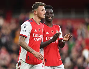 Arsenal's White and Saka in Action: Arsenal vs. Watford, Premier League 2021-22