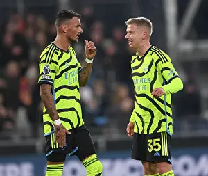 Arsenal's White and Zinchenko in Action against Luton Town (2023-24)