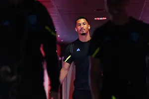 Arsenal's William Saliba Arrives at Emirates Stadium Ahead of Arsenal v Fulham Premier League Clash (2023-24)
